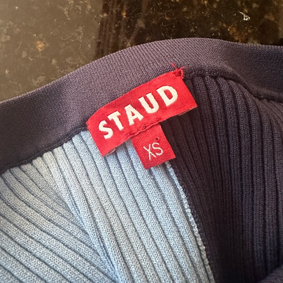 NWOT Staud Lorraine Navy and Blue Midi Skirt XS - Picture 3 of 3